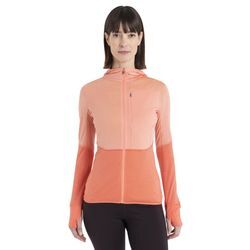 Icebreaker Merino Blend 200 Realfleece™ Descender Hoodie - Frau - Glow/tang - Größe XL