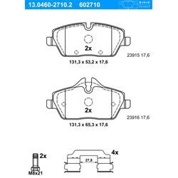 ATE Bremsbelagsatz, Scheibenbremse vorne rechts links mit Zubehör für MINI BMW 34116771838 34116771837 34116772892 13.0460-2710.2