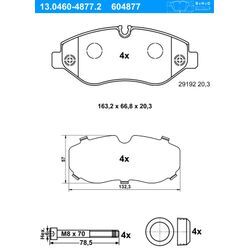 ATE Bremsbelagsatz, Scheibenbremse vorne rechts links ohne Gleitblech für MERCEDES-BENZ CHRYSLER VAG 0054202120 A9064211600 068006732AB 13.0460-4877.2