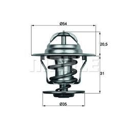 MAHLE Thermostat, Kühlmittel mit Dichtung 54mm für SKODA VW SEAT CUPRA AUDI FORD 1031881 95VW8575AB 056121113 TX 15 87D