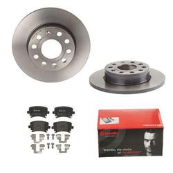 BREMBO Bremsensatz-Hinterachse COATED DISC LINE / STANDARD Bremsensatz, Scheibenbremse hinten rechts links voll 256mm für SKODA VW (SVW) SEAT (FAW) AU