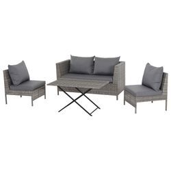 Gardamo Vigo Lounge Set, aus Geflecht Mix, 4-teilig, grau