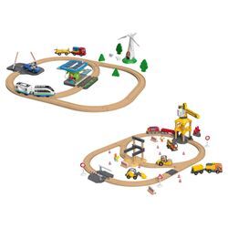 Playtive Eisenbahn-Set Baustelle / Erneuerbare Energien, aus Buchenholz