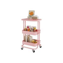 Dripex Beistellwagen Rollwagen Küchewagen für Küche Badezimmer 3 / 4 Ebenen, (Set, 1), Rollenfeststellbar, rosa
