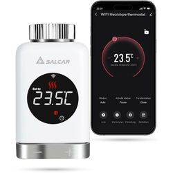 Salcar - Heizkörperthermostat TRV801W Thermostat Heizung Smart lcd WiFi Thermostat kompatibel mit Amazon Alexa & Google Assistant Heizungsthermostat