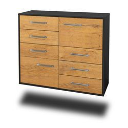 Sideboard Amarillo | Korpus Anthrazit | Eiche h�ngend mit Griffen (92x79x35cm)