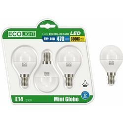 Eco-light - Kit 3 led -Glühbirnen in Miniglobo E14 Ecolight - 6W