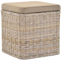 Krines Home Sitztruhe Rattan Wäschekorb Quadratisch Wäschetruhe Sitz gepolstert Flur-Bank Aufbewahrungsbox mit Deckel Bad-Hocker Sitzhocker Wäschesammler