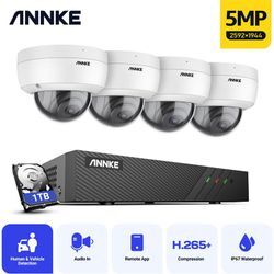 Sannce - annke 5MP PoE ip onvif Système de caméra de sécurité dome 6MP nvr 100 ft Vision nocturne couleur pour extérieur Kit de vidéosurveillance