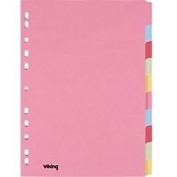 Viking Standard Blanko Register Recycelt 100% DIN A4 Farbig Sortiert Mehrfarbig 10-teilig Pappkarton Rechteckig 11 Löcher 10 Blatt