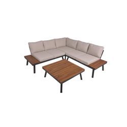 Lounge-Set THERESA 4tlg. Akazie beige Sitzgruppe Garten Lounge Möbel Garnitur