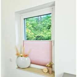 Hago - Premium Klemmfix-Plissee ohne bohren, Faltrollo Rollo Jalousie für Fenster Tür Rosa 45 cm 100 cm