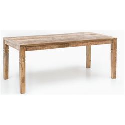 KADIMA DESIGN Rustikaler Mango-Holz Esstisch, 120 cm, Landhaus-Stil - Stilvoll mit Schnitzereien