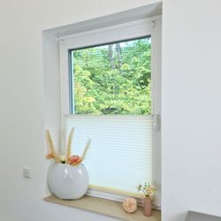 Premium Klemmfix-Plissee ohne bohren, Faltrollo Rollo Jalousie für Fenster Tür Creme 55 cm 150 cm