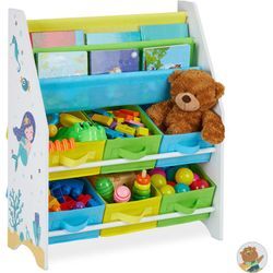 Kinderregal, Meer Motiv, 6 Boxen, 2 Fächer, Kinderzimmer, Spielzeug Aufbewahrung hbt 74 x 62 x 31,5 cm, bunt - Relaxdays