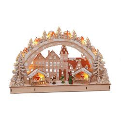 Spetebo - led Holz Schwibbogen 'Weihnachtsmarkt ' - 45 x 28 cm - Lichterbogen Weihnachten Advent Winter Tisch und Fenster Deko