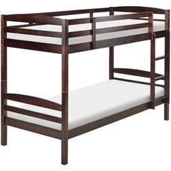 Beliani - Hochbett Dunkelbraun Kiefernholz 2 Lattenroste 90 x 200 cm Leiter Modern Etagenbett für 2 Personen Schlafzimmer Ausstattung