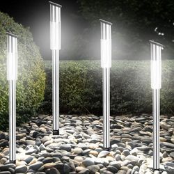 Monzana® led Solarlampe für Außen 4er Set Wetterfest Edelstahl Garten Balkon Solarleuchte Gartenleuchte Solar Wegeleuchte