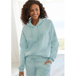 LASCANA Kapuzensweatshirt grün Gr. 32/34 für Damen. Mit Logoschriftzug, Logostickerei. Bequem. Nachhaltig.