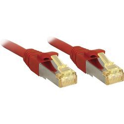 LINDY 47297 RJ45 Netzwerkkabel, Patchkabel CAT 6a (Rohkabel CAT 7) S/FTP 7.50 m Rot mit Rastnasensch