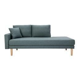 Skandinavische Chaiselongue aus graugrünem Stoff und hellem Massivholz B190 cm BERTILLE