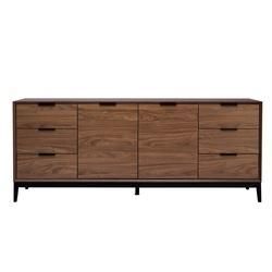 Sideboard im Vintage-Stil aus dunklem Walnussfurnier und schwarzem Metall mit Stauraum B180 cm SARTO