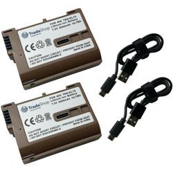 2x Trade-Shop Li-Ion Kamera-Akku 7,2V / 2600mAh Typ-C V1 ntc kompatibel mit Nikon MB-D15 MB-D16 MB-D17 MB-D18 MB-N10 MB-N11 MB-N12 MD-D14 MH-25 MH-25a