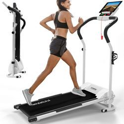 KINETIC SPORTS Elektrisches Laufband KST2500FX - Klappbarer Heimtrainer für Zuhause bis 10 km/h, mit LCD-Anzeige, Tablet Holder, Kompaktes Laufband Walking Pad für Zuhause und Büro Weiss