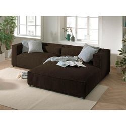 Ela– 4-sitzer ecksofa rechts – cordsamt – 4-sitzer – moderner stil - braun