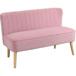 2-Sitzer Stoffsofa Polstersofa Doppelsofa Sitzmöbel Loungesofa Holz Samtartiges Polyster Schaumstoff Rosa 117 x 56,5 x 77 cm - Homcom