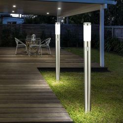 2er Set led Edelstahl Steh Leuchten Stand Lampen Außen Beleuchtungen IP44 Bewegungsmelder