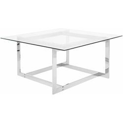 Couchtisch Silber Transparent 80 x 80 cm Glasplatte Poliert Glänzende Metallgestell Quadratisch Modern