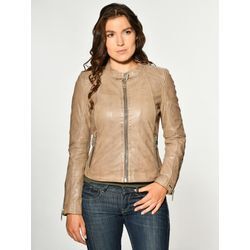 Lederjacke MAZE "Lindsay", Damen, Gr. L, beige, Obermaterial: 100% Lammleder / Futter: 100% Polyester, Jacken