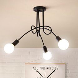 Axhup - Deckleuchte Vintage Industriell Stil Deckenlampe Spinne Eisen Kronleuchter mit E27 Fassung Innen für Wohnzimmer Schlafzimmer 3 Flammig Schwarz