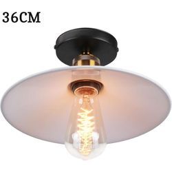 Pendelleuchte Weiß Hängelampe mit Ø36cm Lampenschirm Kronleuchter Art Edison Lampe E27 Fassung für Loft Wohnzimmer Esszimmer 1PCS