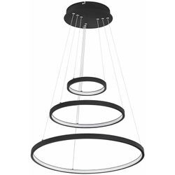 Hängeleuchte Wohnzimmer led Pendelleuchte Ring Hängelampe Esstisch dimmbar höhenverstellbar, schwarz, 1x led 1x 57 Watt 1x 2200 lm, DxH 51x120 cm