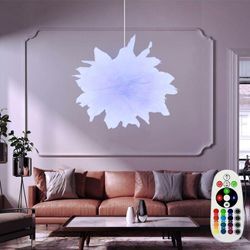 Hängeleuchte dimmbar mir Fernbedienung Design Hängelampe Pendelleuchte Wohnzimmer Pendellampe mit Textiltüchern, Farbwechsel rgb led, 8,5W 806lm