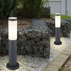 2er Set Sockel Außen Steh Leuchte anthrazit Garten Wege Beleuchtung Veranda Hof Stand Lampe