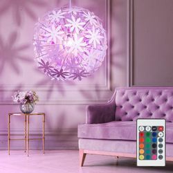 Etc-shop - Pendelleuchte Blumenmuster Deckenlampe hängend weiß rund Deckenlampe Blume led, Fernbedienung rgb Farbwechsel dimmbar, 1x 9W 1x806lm