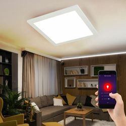 Smart Home Deckenlampe Panel Smartlight Deckenleuchte, cct Schaltung Timer led dimmbar steuerbar per App, quadrattisch 30x30cm