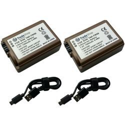 2x Trade-Shop Li-Ion Kamera-Akku 7,2V 1300mAh Typ-C ntc V1 kompatibel mit Sony Alpha 6500 (ILCE-6500), ILCE-3000K, ILCE-5000L, ILCE-5000Y, ILCE-5100L