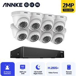 Annke - 5MP Kit de vidéosurveillance 8CH dvr 8Caméras Smart ir Vision Nocturne IP66 Étanche app à Distance Sécurité Set