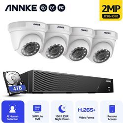 5MP Kit de vidéosurveillance 8CH dvr 4Caméras Smart Home Vision Nocturne IP66 Étanche app à Distance Sécurité Set -4TB hdd - Annke