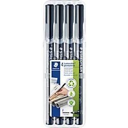 STAEDTLER Lumocolor Universal Lumocolor Rundspitze Permanentmarker Fein Rundspitze 0,6 mm Schwarz Nachfüllbar 4 Stück