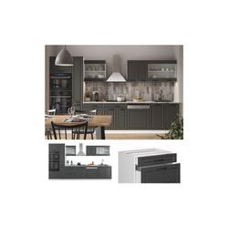 Vicco Küchenzeile Küchenblock Einbauküche R-Line 350 cm Landhaus Weiß Anthrazit Küche