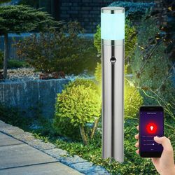 Wegeleuchte mit Bewegungsmelder Außen Aussenleuchten Garten Stehlampe Bewegungsmelder, App-Sprachsteuerung, 1x Smart rgb led 10W 806Lm 2700-6400K,