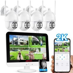 Anran - kit Caméra de Surveillance13' nvr 4 Caméras 360° VidéoSurveillance Audio Bidirectionnel Suivi automatique Disque dur 1To