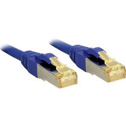 Lindy - 47280 RJ45 Netzwerkkabel, Patchkabel cat 6a (Rohkabel cat 7) s/ftp 3.00 m Blau mit Rastnasensc