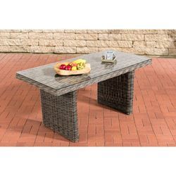 Polyrattan Esstisch La Gomera Klarglas 120/140/160 cm grau-meliert 160 cm