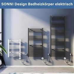 Badezimmerheizkörper Elektroheizkörper Handtuchtrockner Bad-Heizkörper Mittelanschluss Anthrazit 1640x600mm Leistung 900W - Sonni